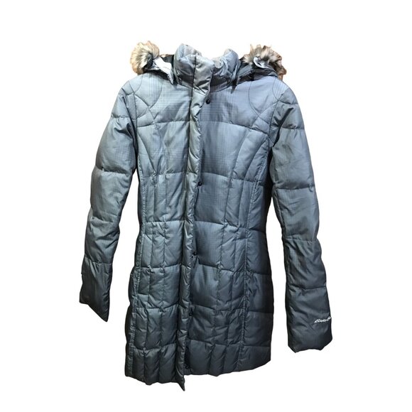 Eddie Bauer Green Gray Ombre to Darker‎ at Bottom Zipper Front Down Jacket - Picture 1 of 5